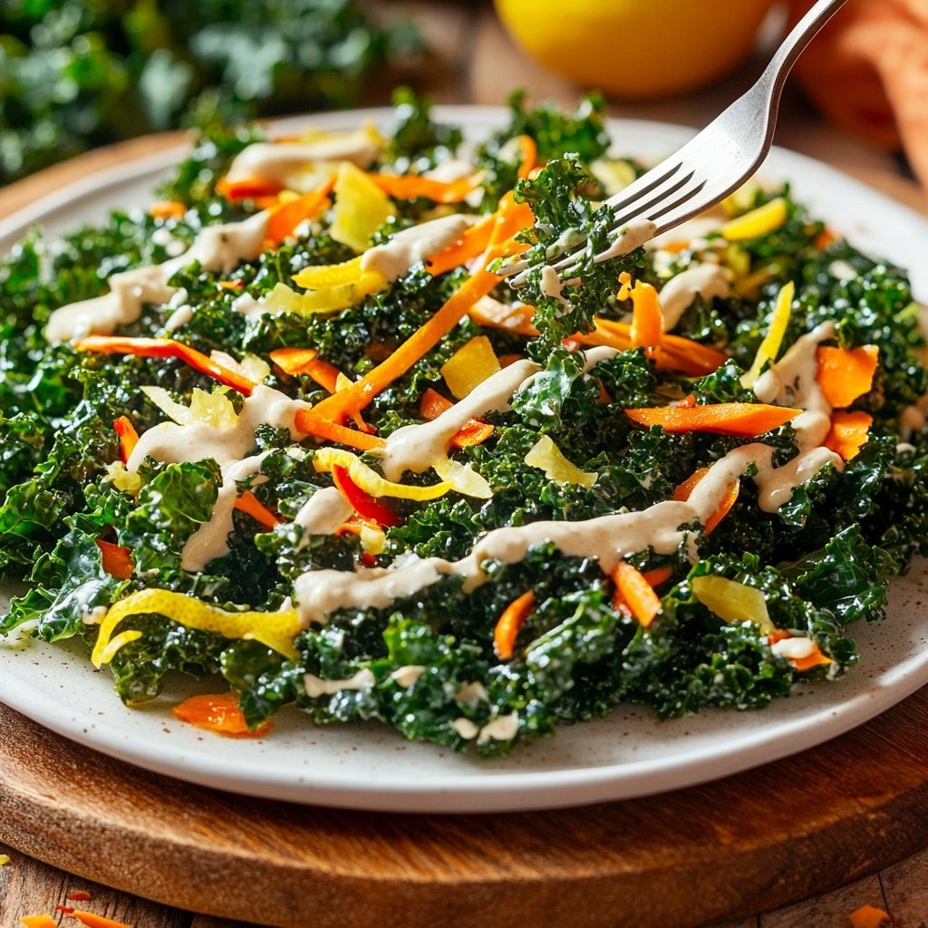 Chopped Kale Power Salad mit Zitronen-Tahini-Dressing