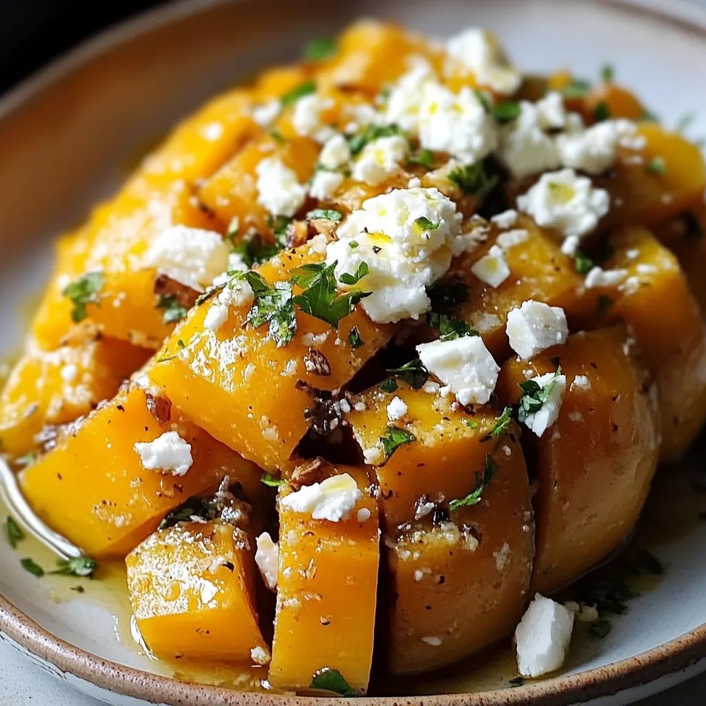Süßer Butternut-Kürbis mit Feta und Honig