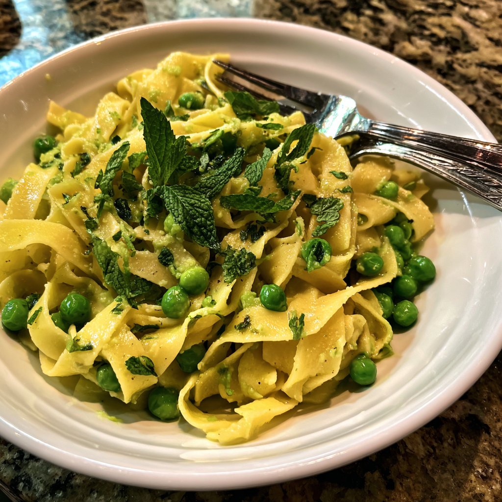 Tagliatelle mit Erbsen und Minze