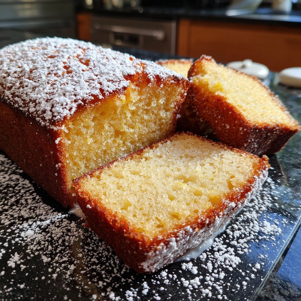 Zitronenkuchen mit Puderzucker