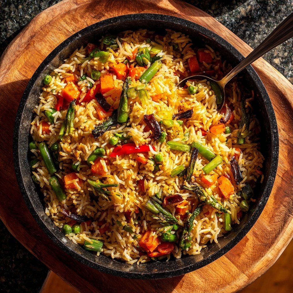 Abendessen mit Reis und Gemüse